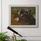 Impressionist cabaret interior scene by Henri de Toulouse-Lautrec in an ornate weathered white frame displayed in a light-toned interior setting.