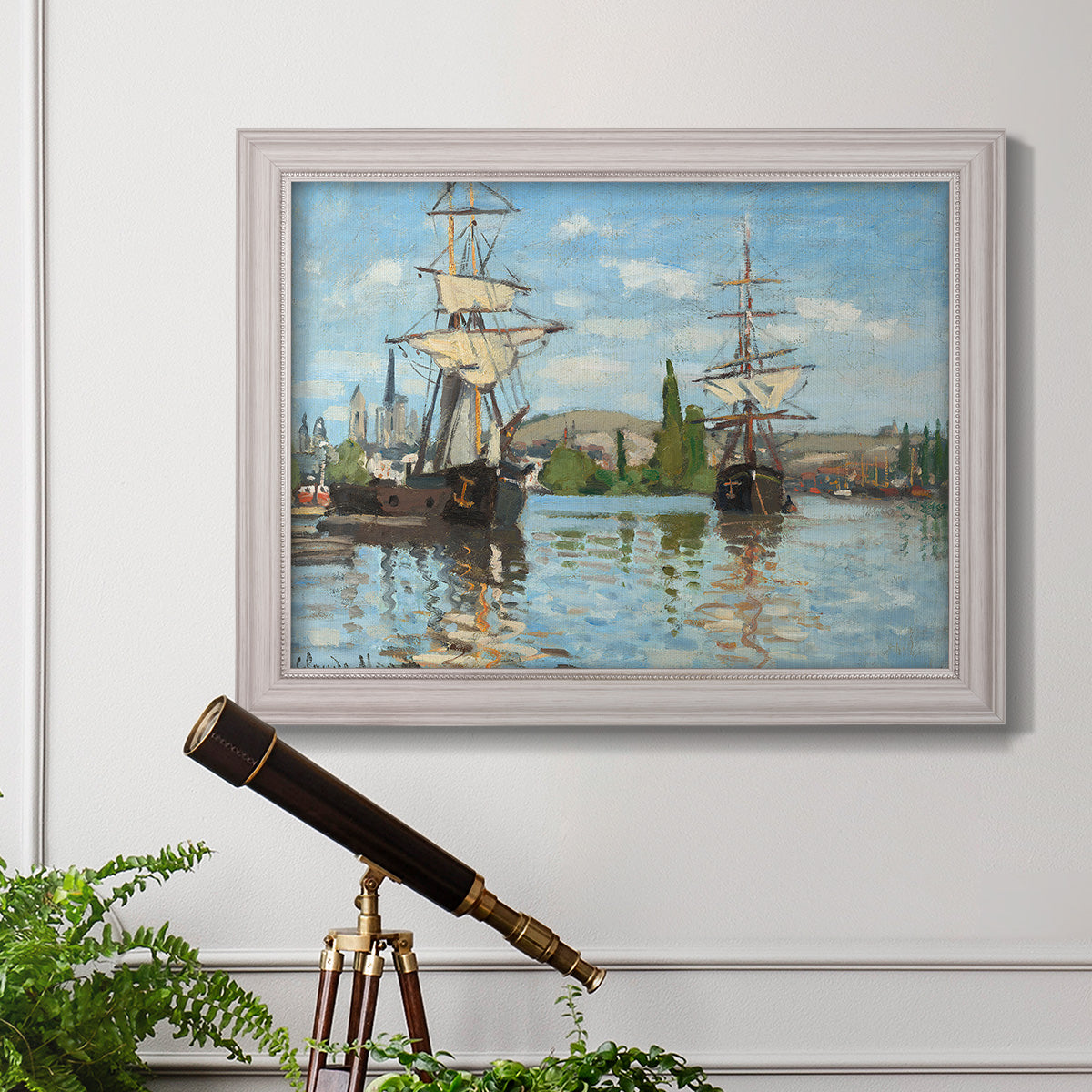 Ships Riding on the Seine - Ornate Framed Canvas Print