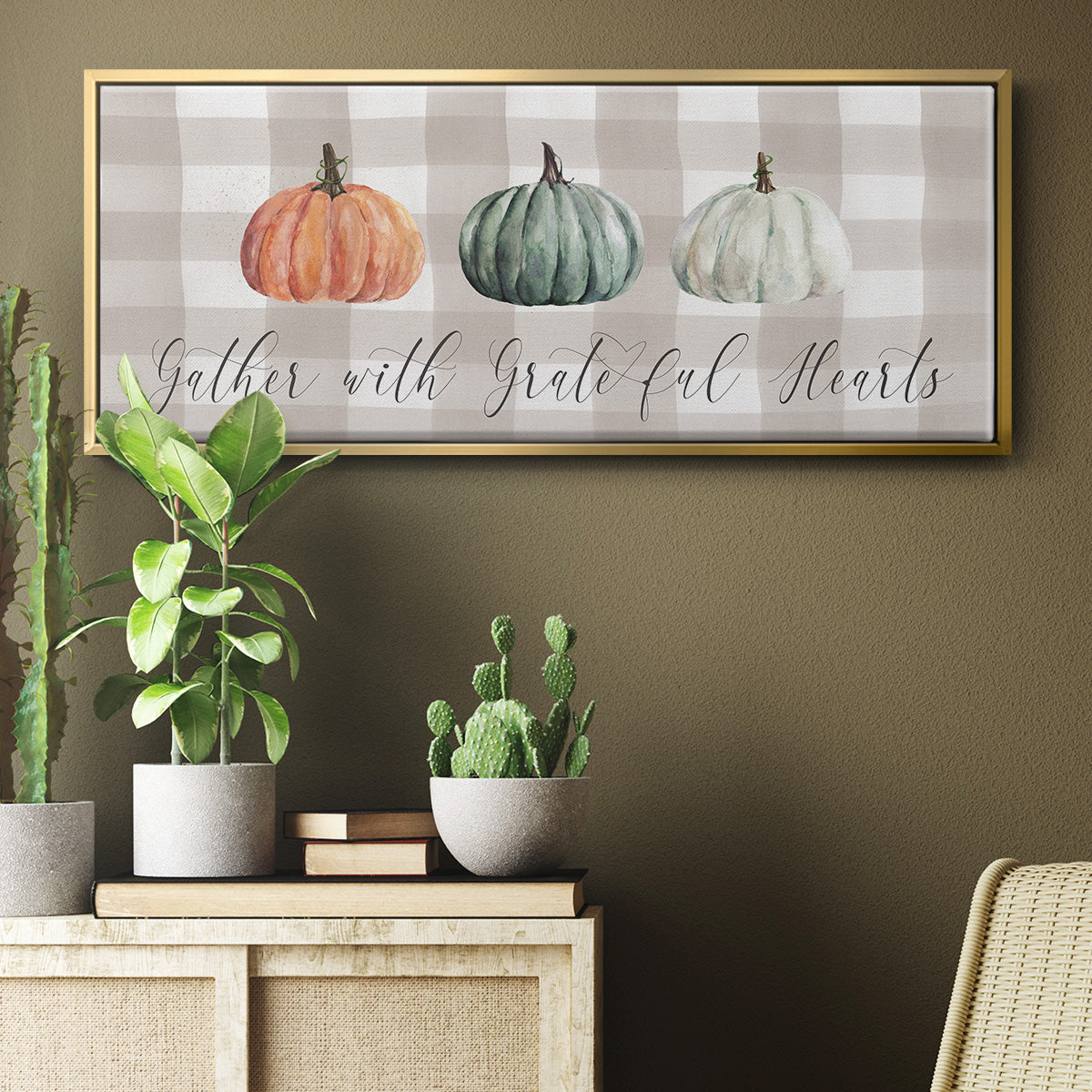 Gather With Grateful Hearts - Floater Framed Canvas Print
