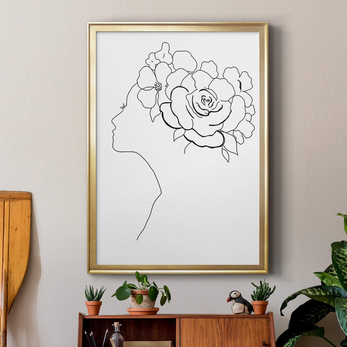 Fashion Floral Sketch II - Modern Framed Canvas Print