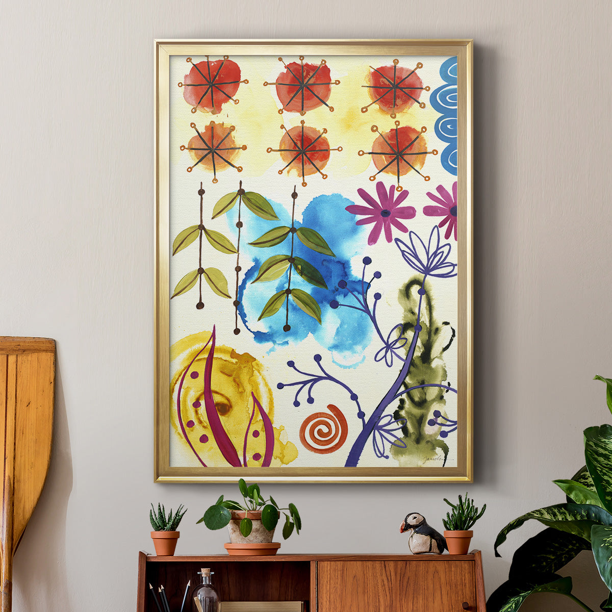 Flower Power II - Modern Framed Canvas Print