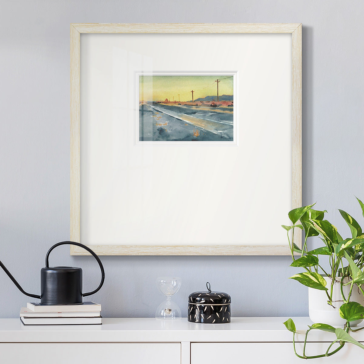 Deserted Highway I Premium Framed Print Double Matboard