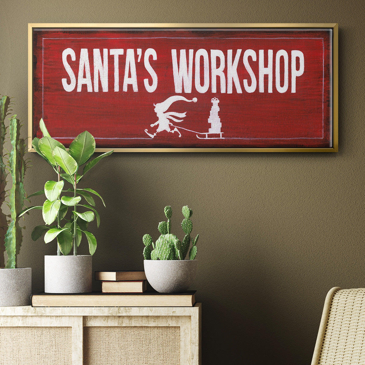 Santa's Workshop - Floater Framed Canvas Print