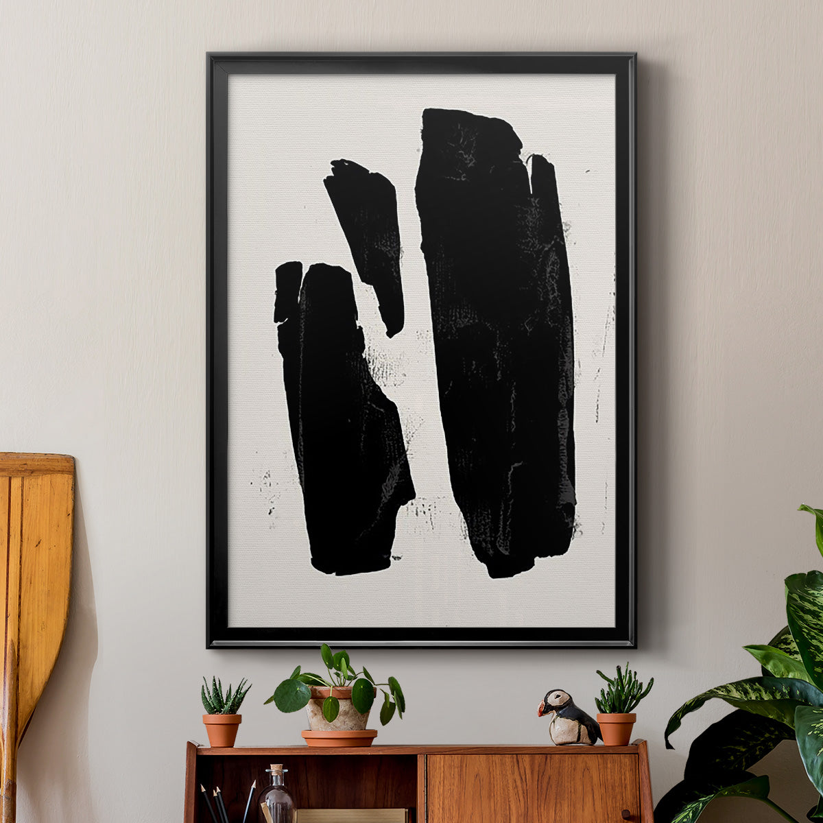 Triple Block Print II - Modern Framed Canvas Print