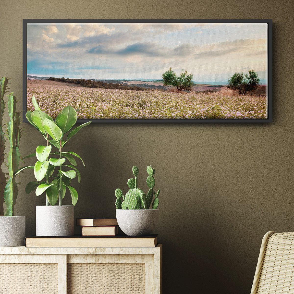 Tuscan Wildflowers - Floater Framed Canvas Print
