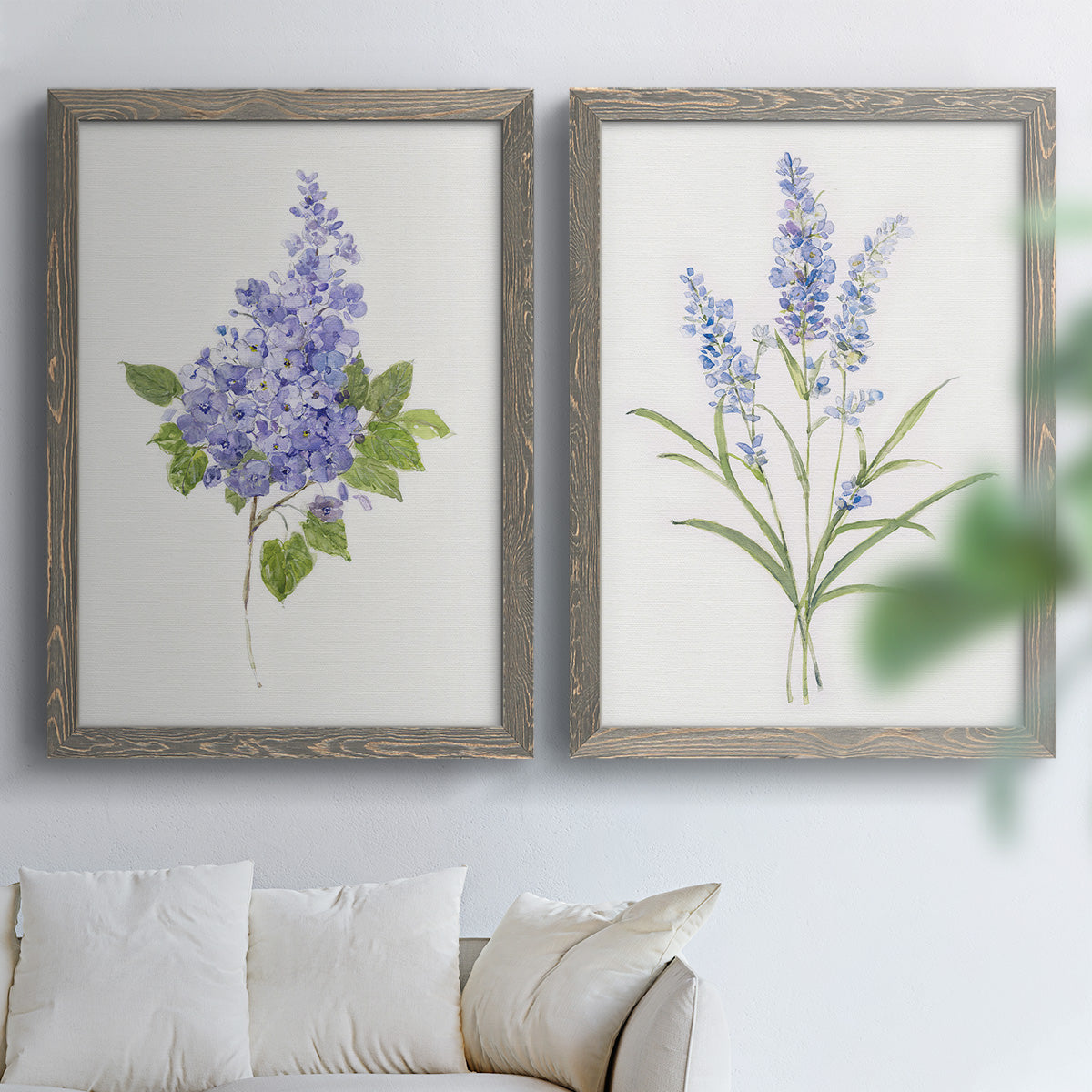 Dainty Botanical Lilac - Premium Framed Canvas 2 Piece Set - Ready to Hang