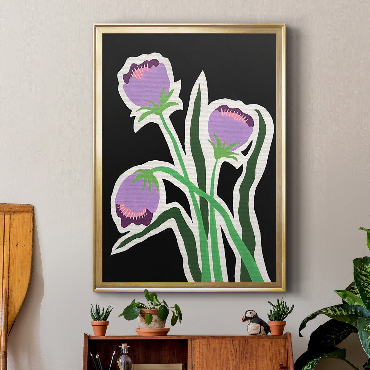 Pop Flowers II - Modern Framed Canvas Print