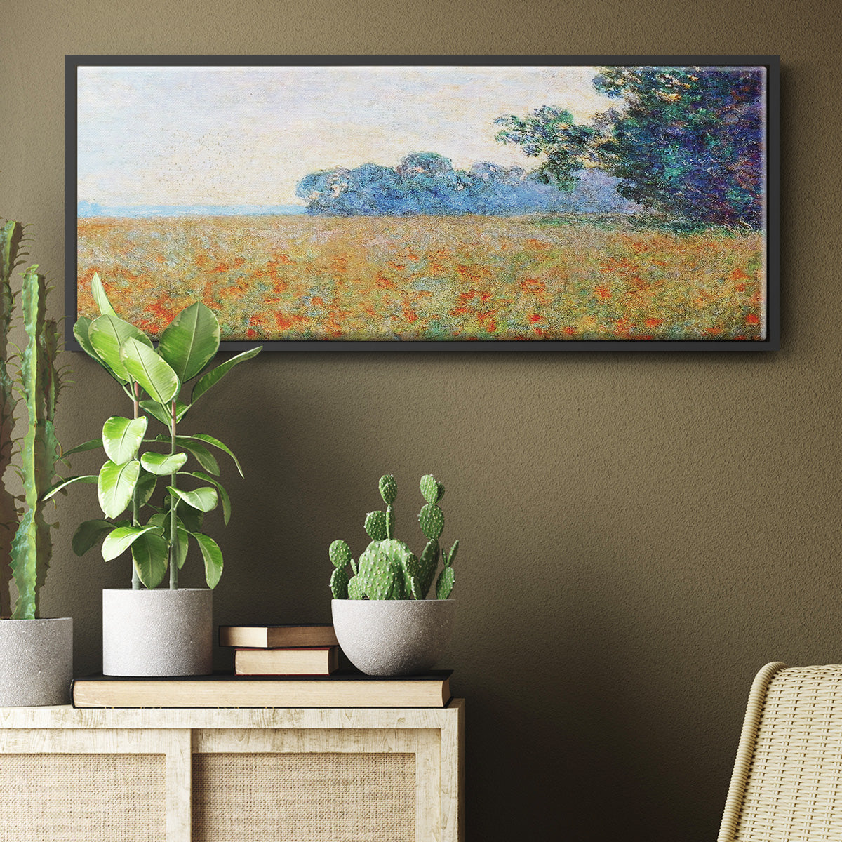 Oat and Poppy Field, 1890 - Floater Framed Canvas Print