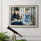 Impressionist urban scene near a railway by Édouard Manet in an ornate champagne frame displayed in a light-toned interior setting.