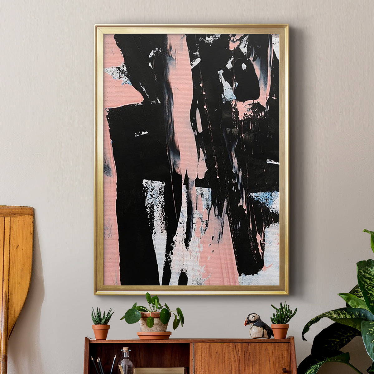 Black & Blush I - Modern Framed Canvas Print