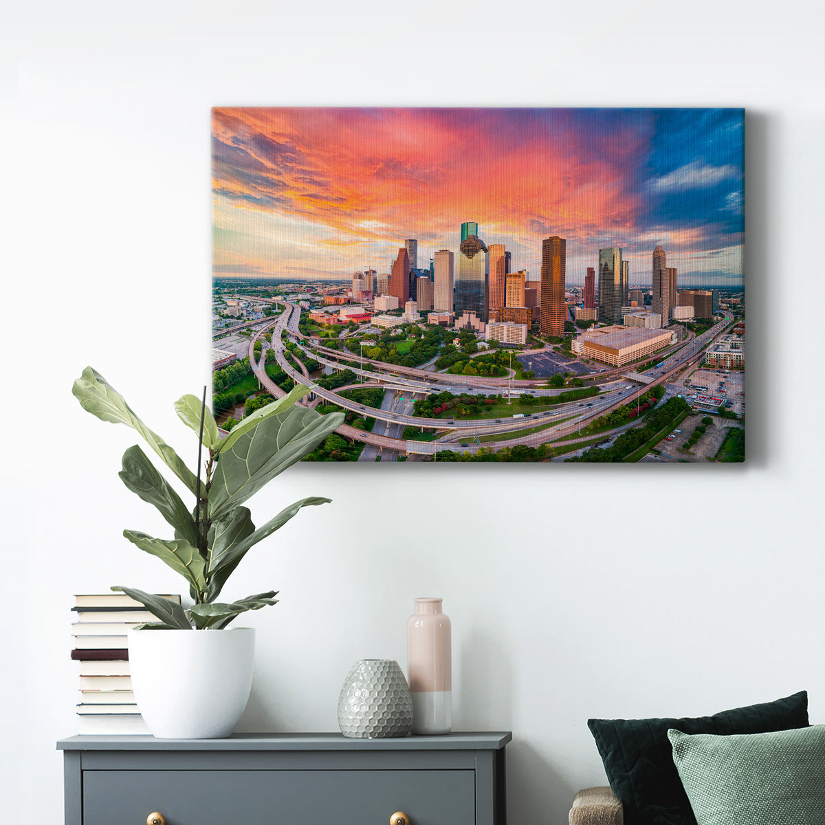 Houston, Texas, USA Skyline at Sunset - Canvas Art Print