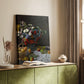 Canvas art print of a vibrant composition of fruit and blossoms with loose brushwork styled in a home decor setting.