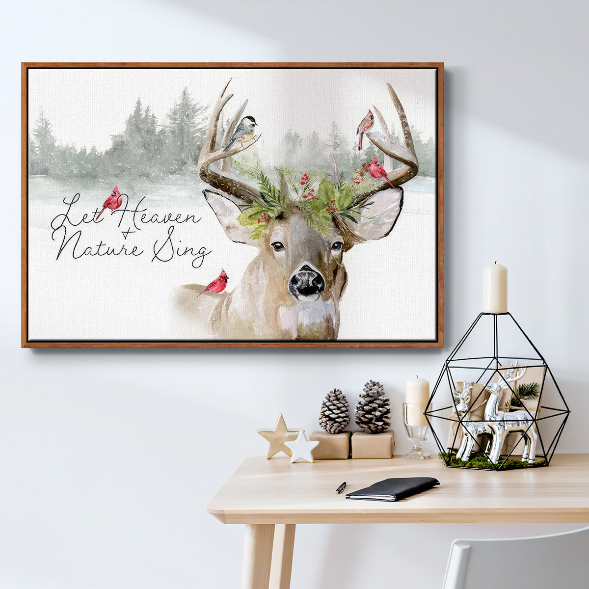 Holiday Deer Collection A - Floater Framed Canvas Print