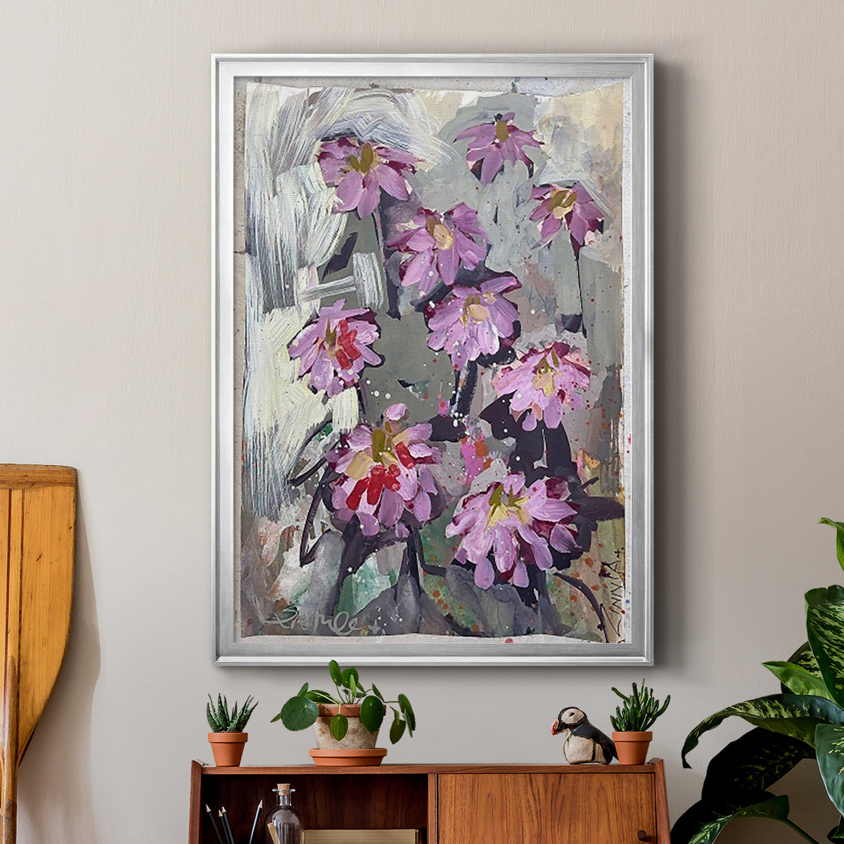 Zinnia II - Modern Framed Canvas Print