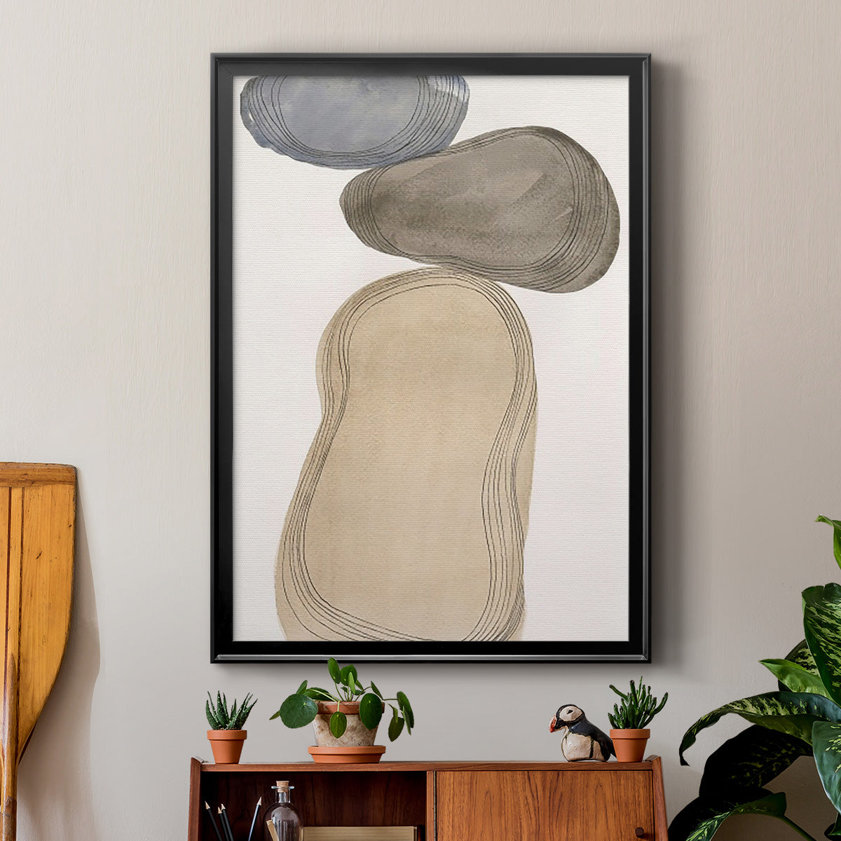 River Rocks Contour I - Modern Framed Canvas Print