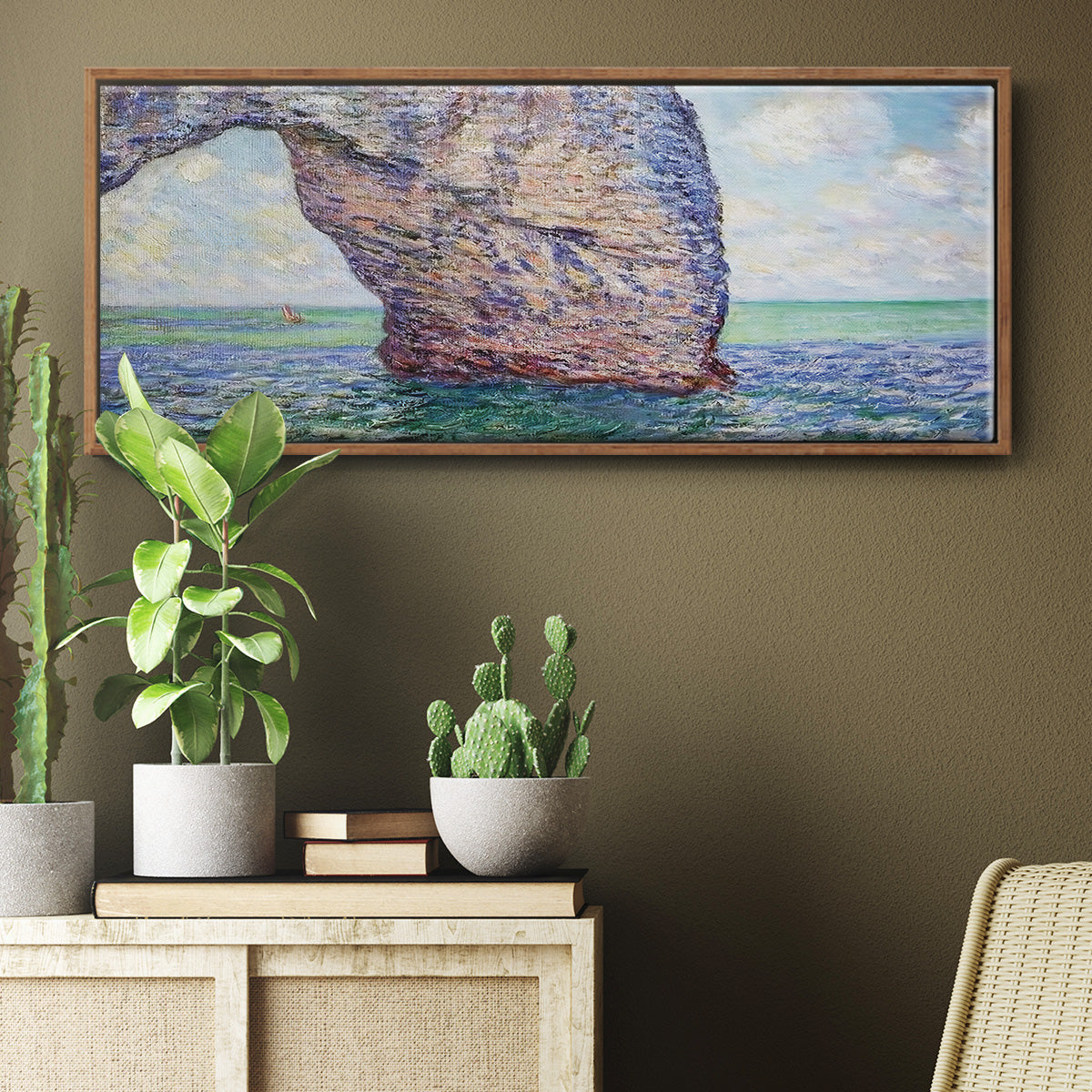 The Manneport at High Tide, 1885 - Floater Framed Canvas Print