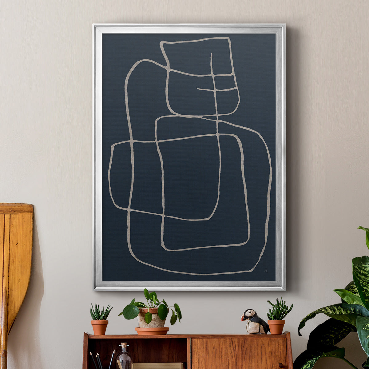 Shapes and Night Sky II - Modern Framed Canvas Print