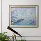 Impressionist industrial harbor scene by Paul Signac in an ornate champagne frame displayed in a light-toned interior setting.