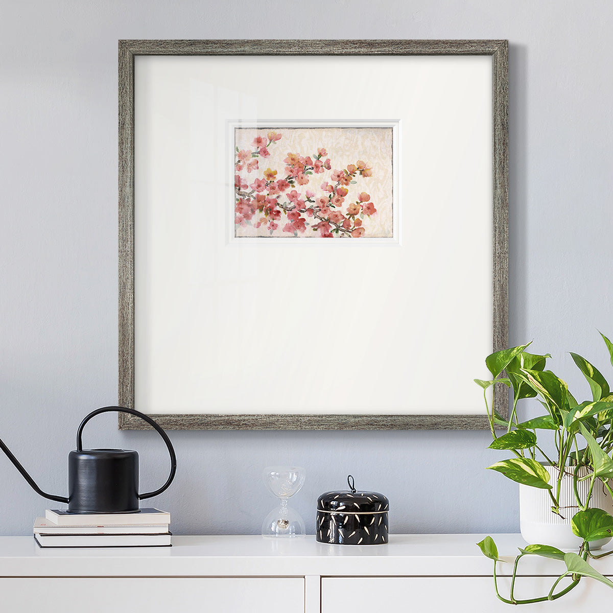 Cherry Blossom Composition II - Double Matboard Framed Print