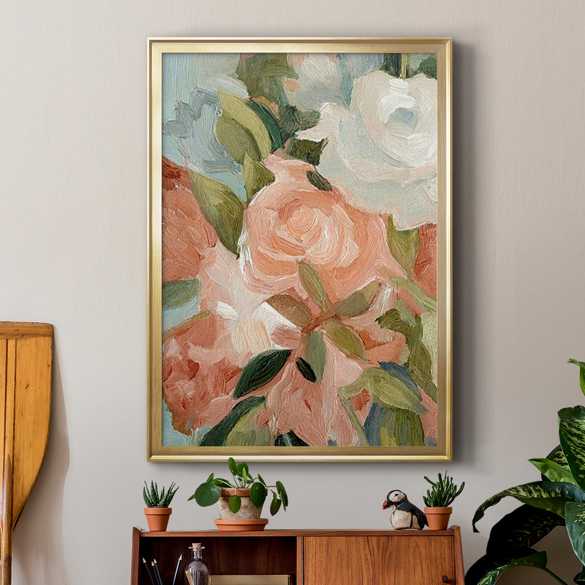 Bouquet Scatter III - Modern Framed Canvas Print