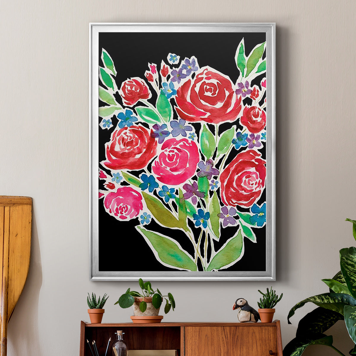 Floral Choir Bouquet - Modern Framed Canvas Print