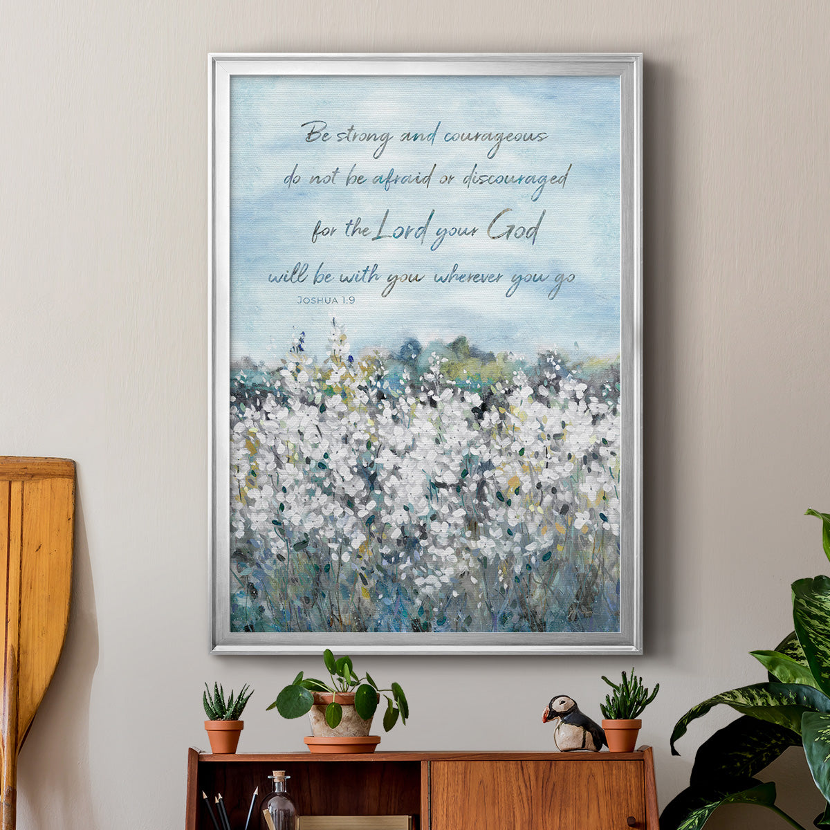 Be Strong Flower Field - Modern Framed Canvas Print