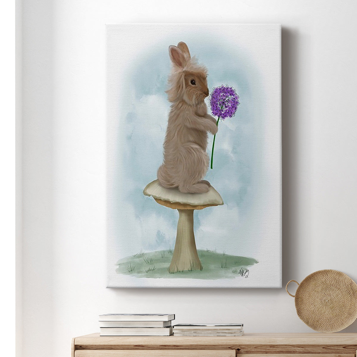 Rabbit and Agapanthus - Canvas Art Print