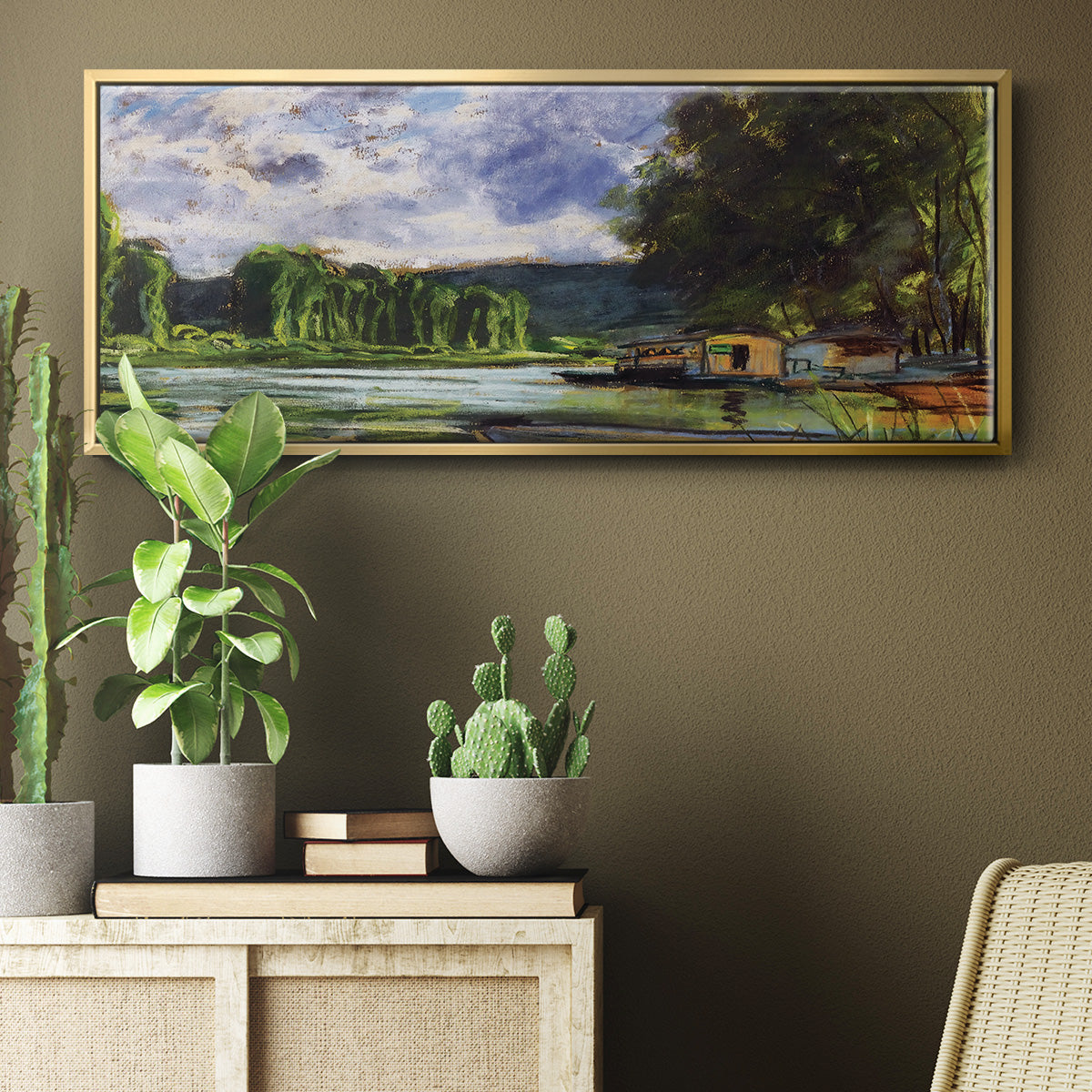 The Banks of the Seine near Jeufosse (Eure), 1880 - Floater Framed Canvas Print