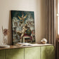 Canvas art print of a symbolic composition with multiple figures and strong structure styled in a home decor setting.
