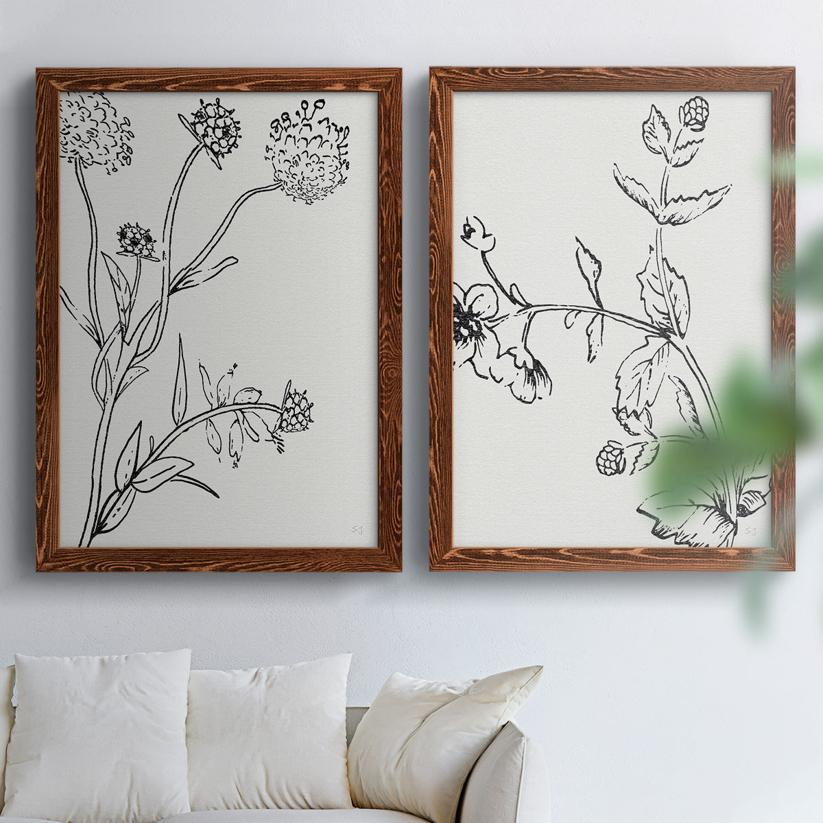 Botanical Study I   - Premium Framed Canvas 2 Piece Set - Ready to Hang