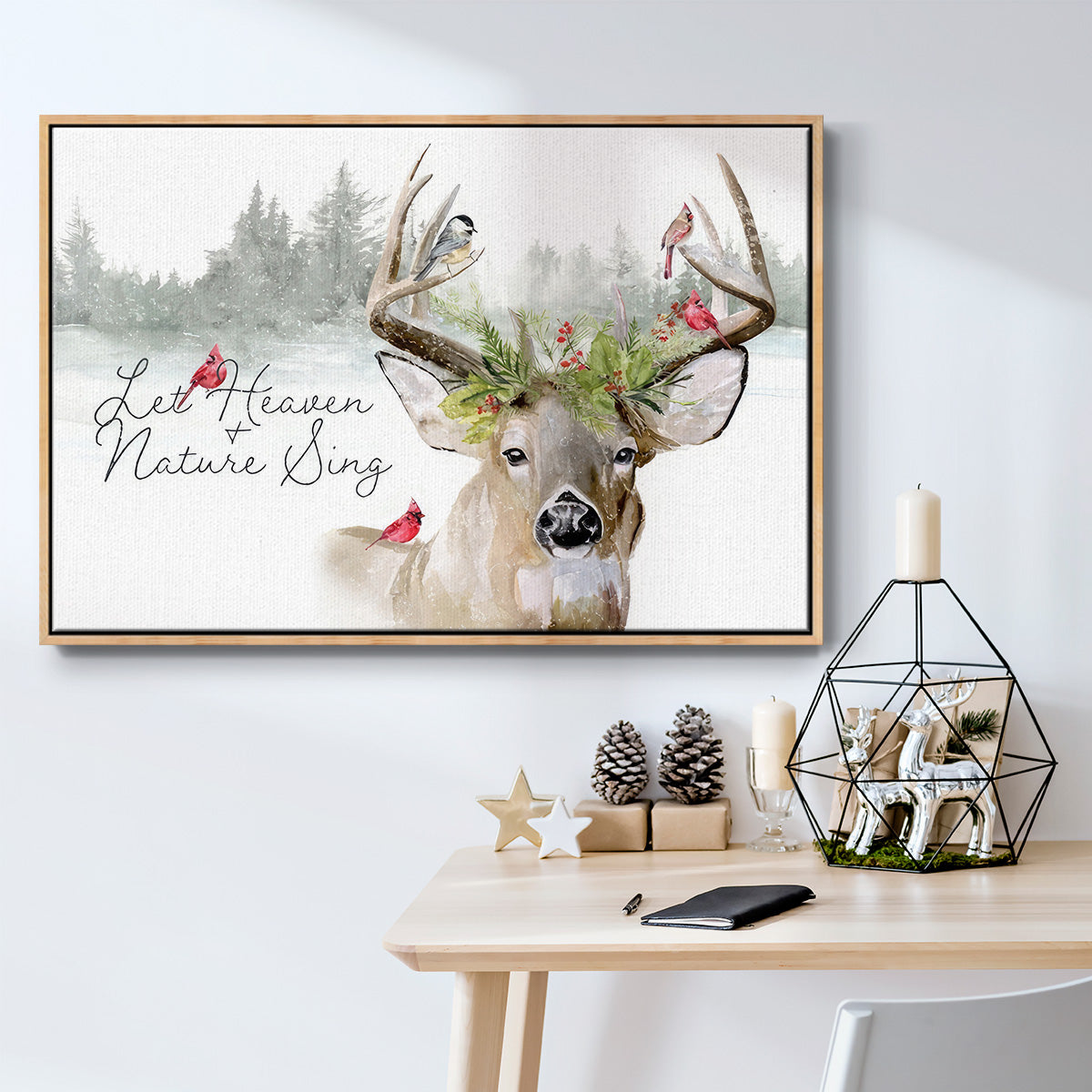 Holiday Deer Collection A - Floater Framed Canvas Print