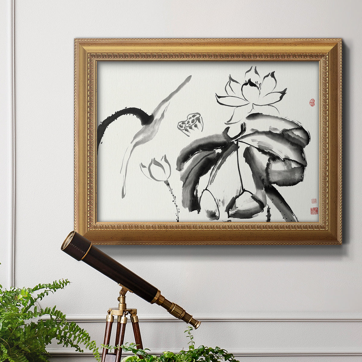 Lotus Study III Premium Framed Canvas- Ready to Hang