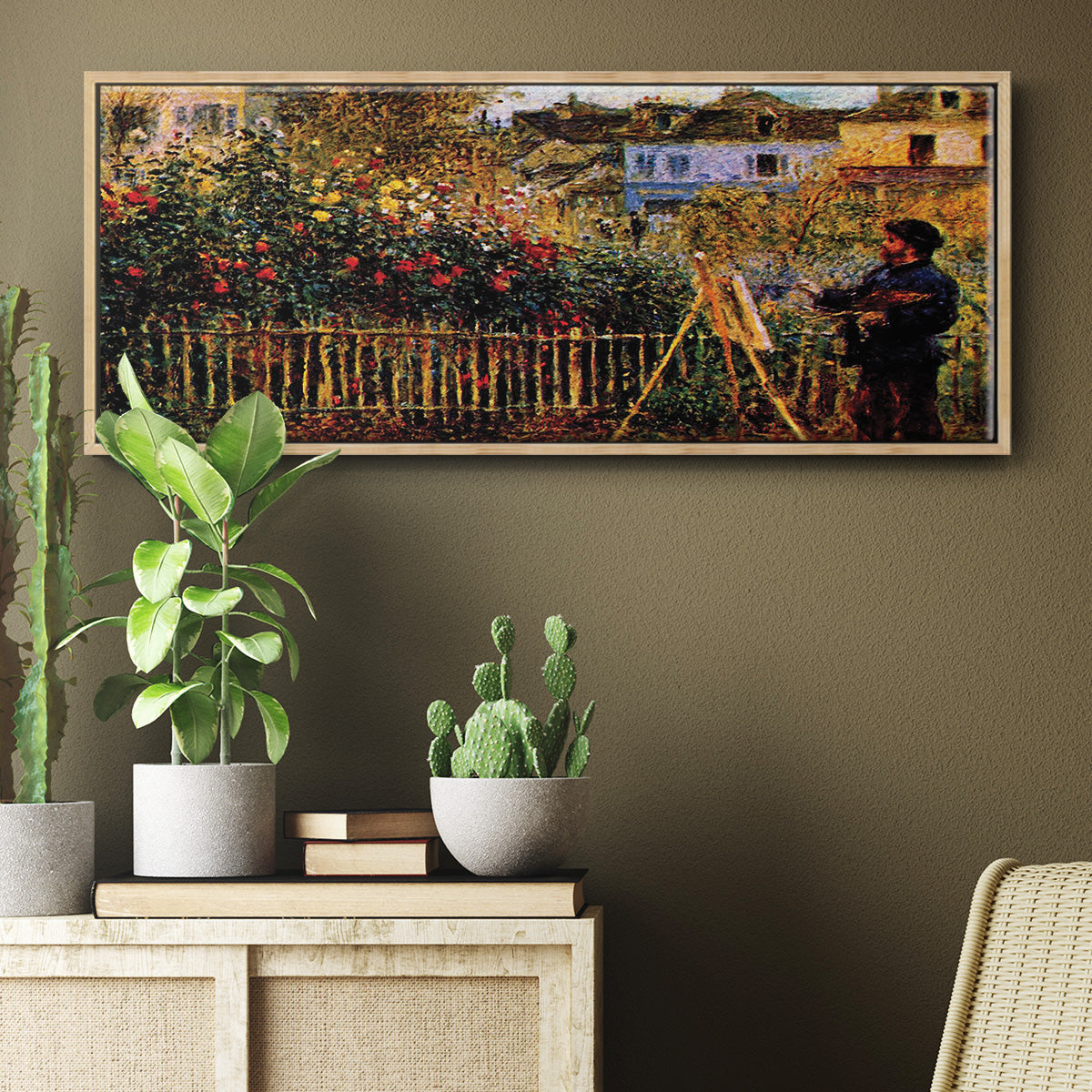 Monet Painting in His Garden in Argenteuil - Floater Framed Canvas Print