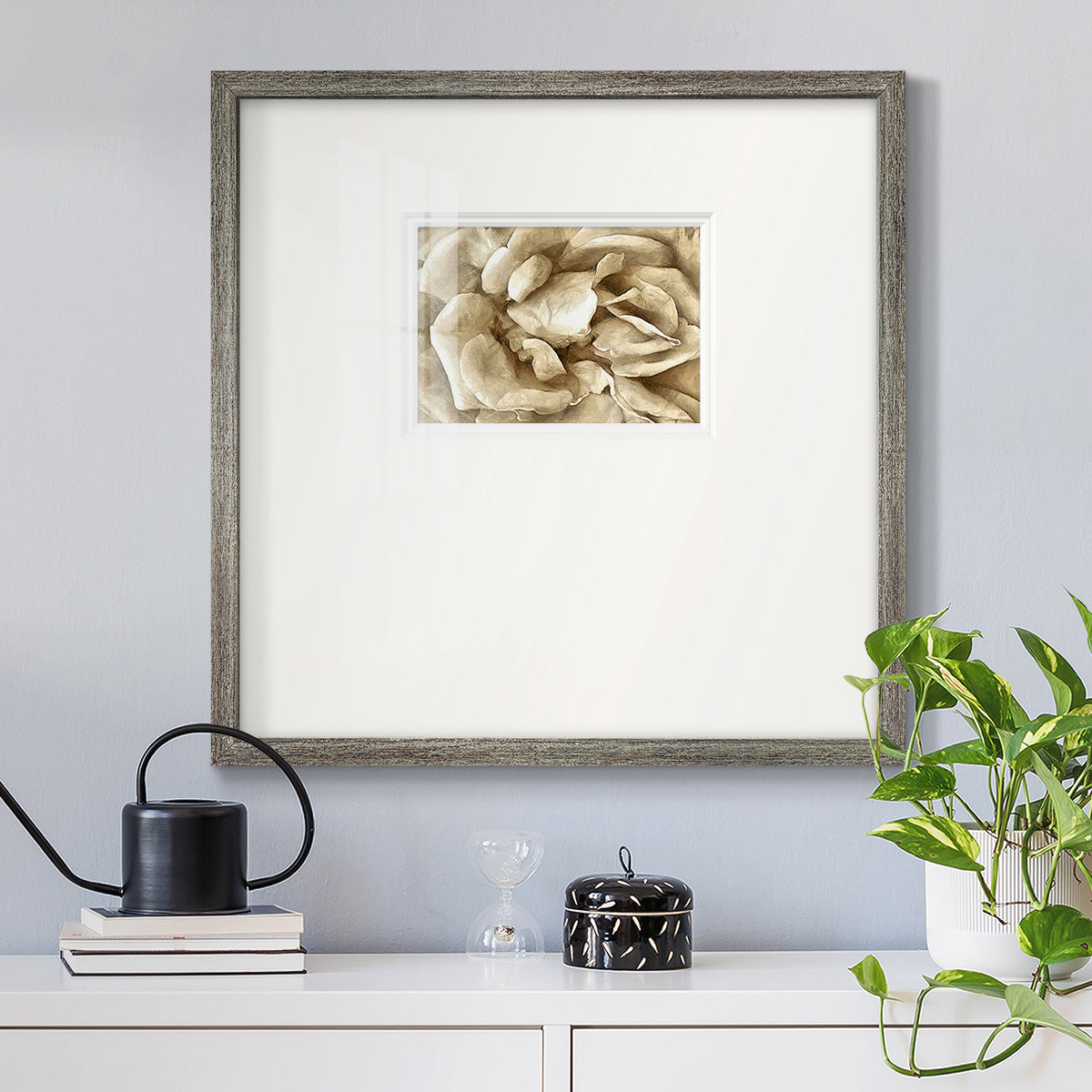 Neutral Wall Flower II - Double Matboard Framed Print