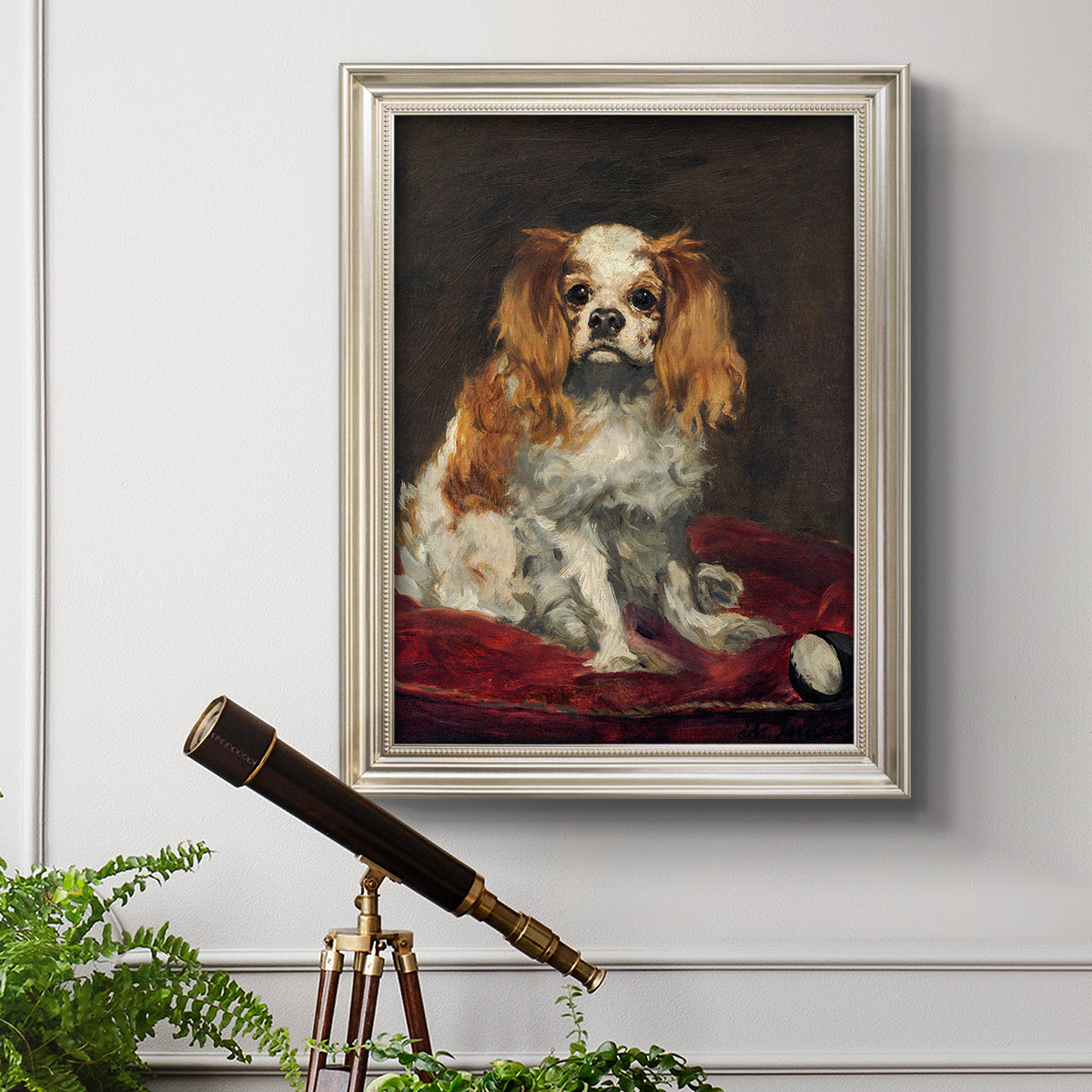 A King Charles Spaniel - Ornate Framed Canvas Print
