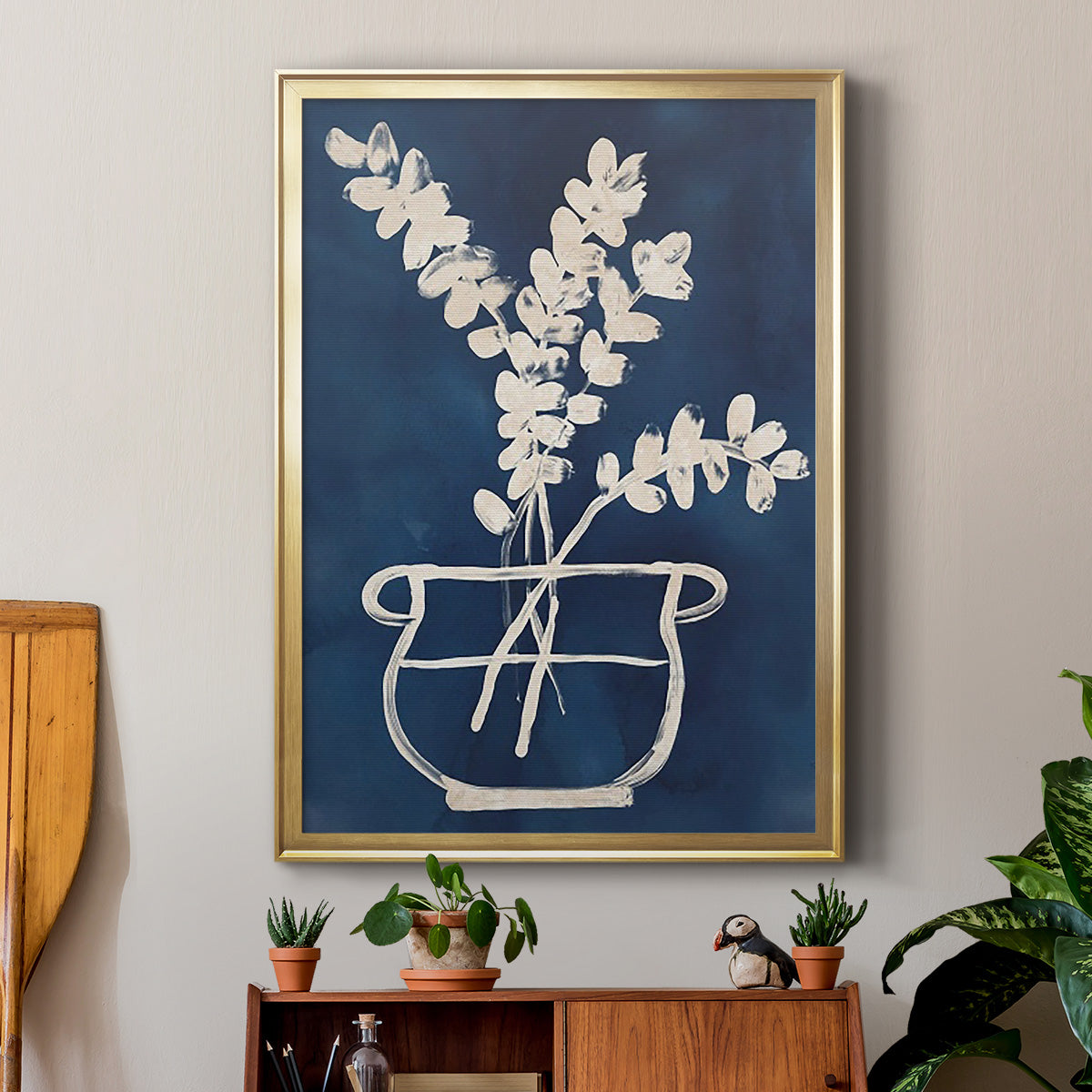 Vessel on Indigo II - Modern Framed Canvas Print