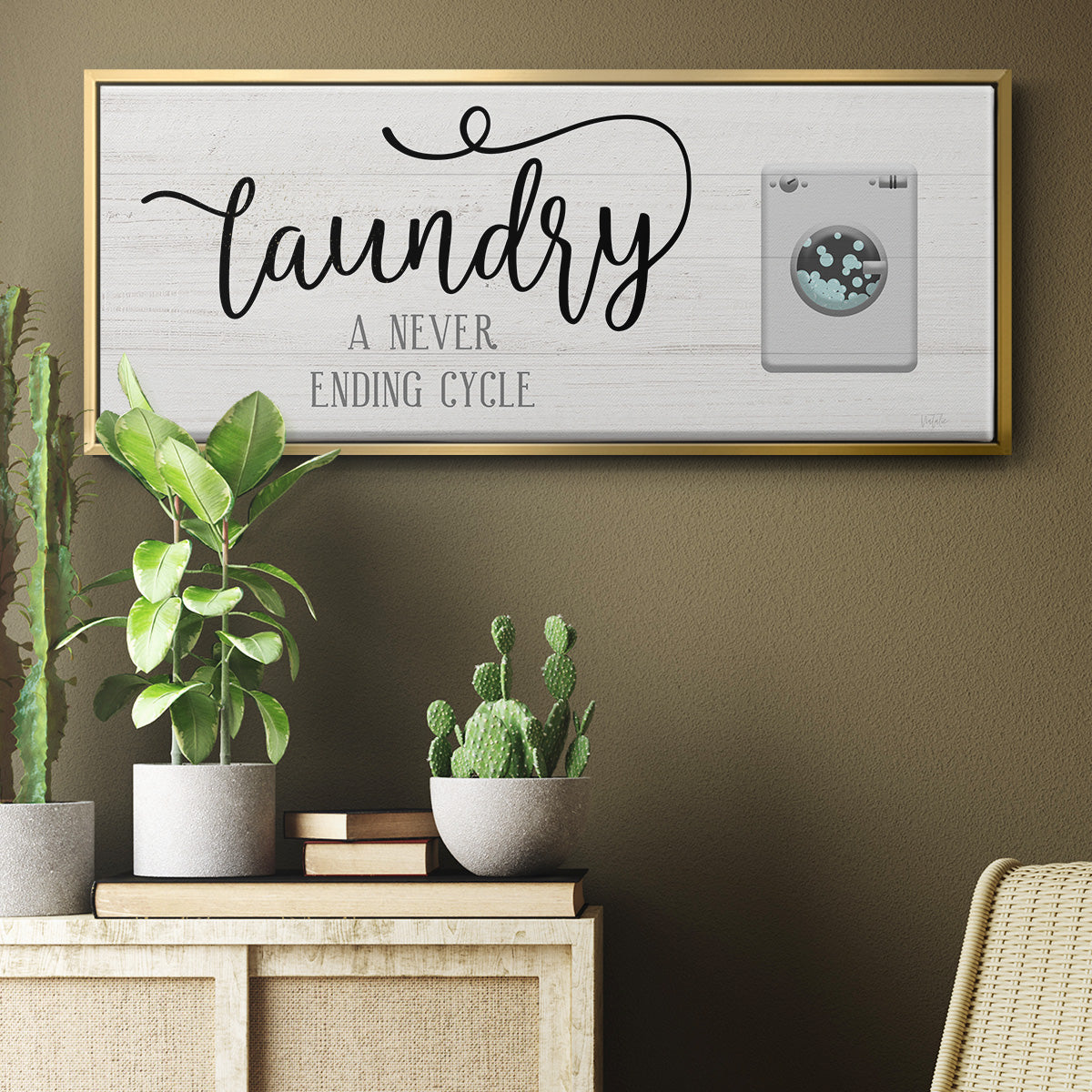 Never Ending Laundry - Floater Framed Canvas Print
