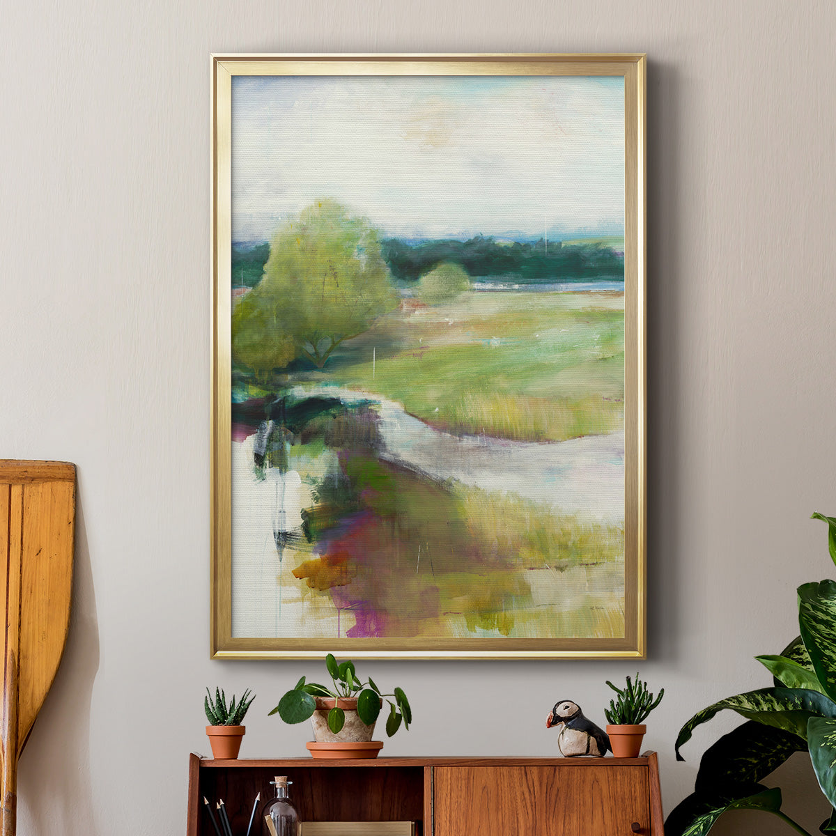 Crossing the Stream - Modern Framed Canvas Print