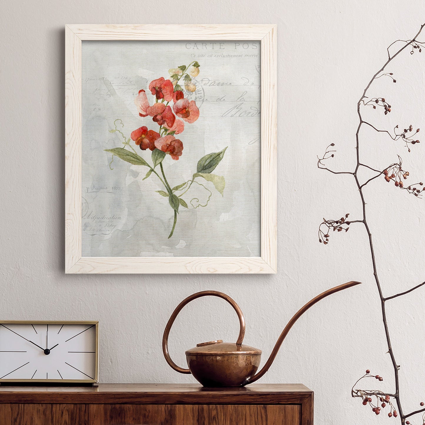 Linen Sweet Pea - Premium Canvas Framed in Barnwood - Ready to Hang