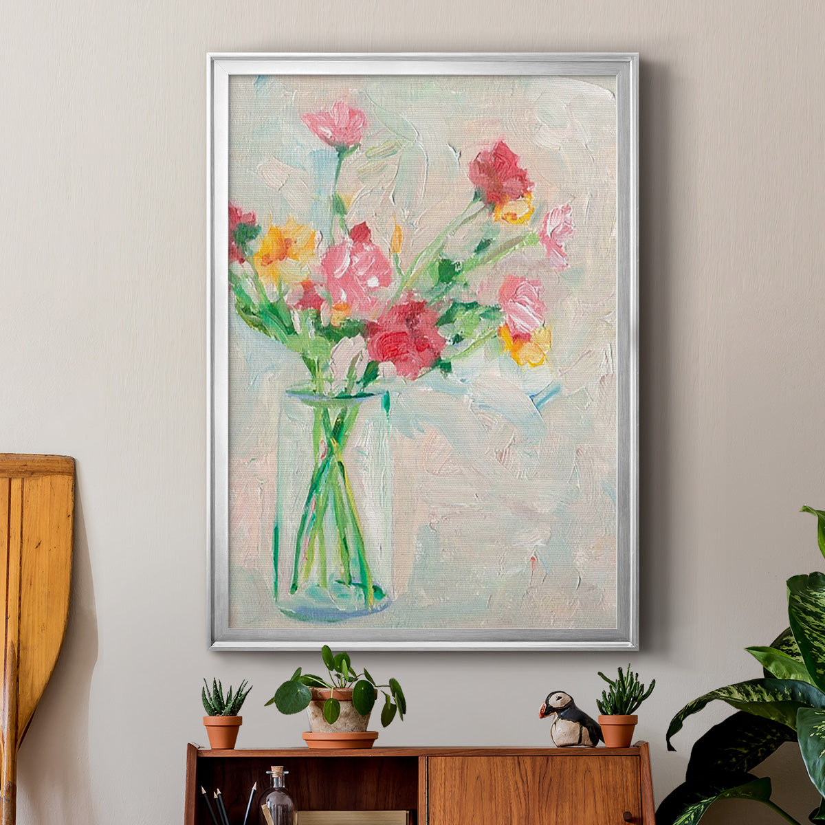 Painterly Soft Bouquet I - Modern Framed Canvas Print