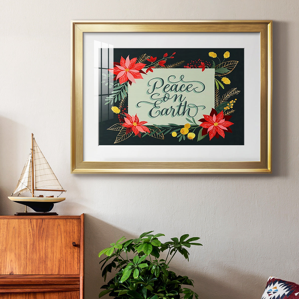 Bright Christmas Night  II - Modern Framed Art Print