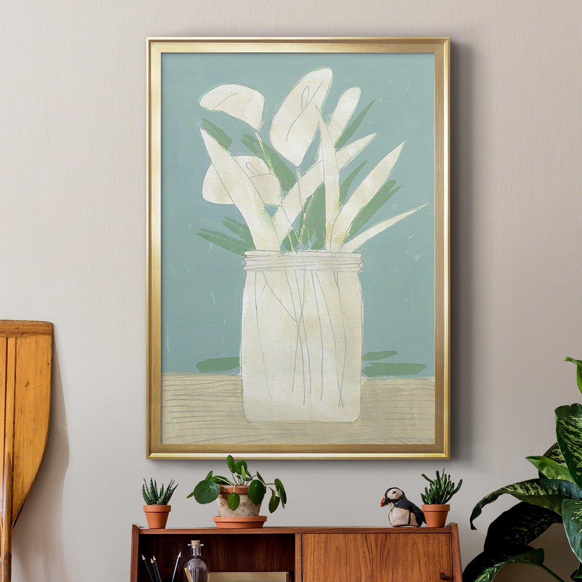 Muted Spring Arrangement IV - Modern Framed Canvas Print