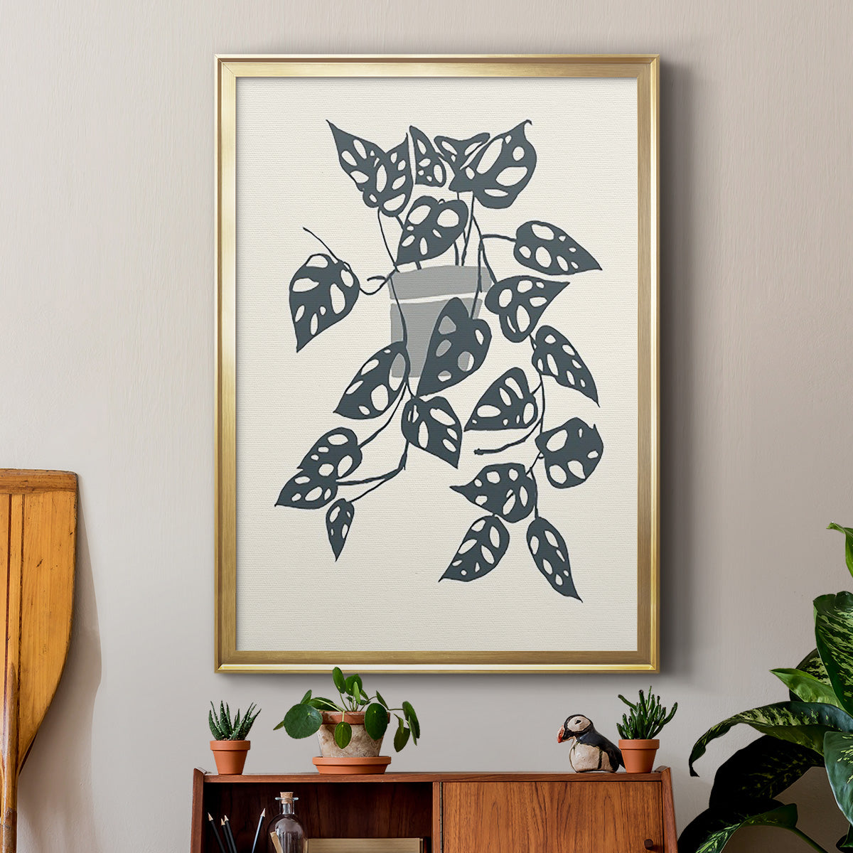 Growing Leaves II - Modern Framed Canvas Print
