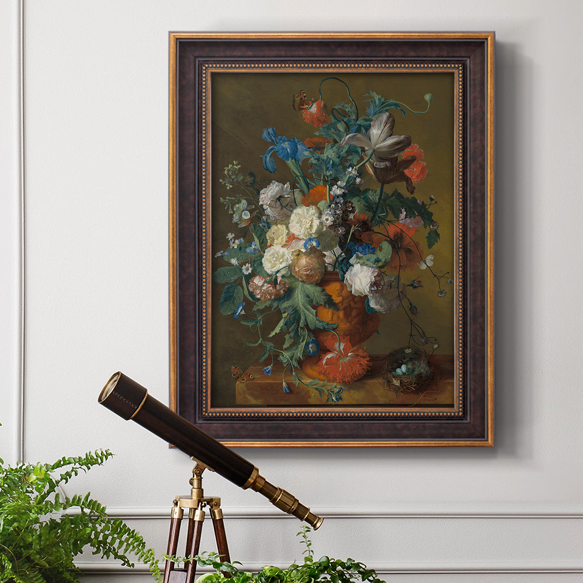 Flowers in an Urn - Ornate Framed Canvas Print