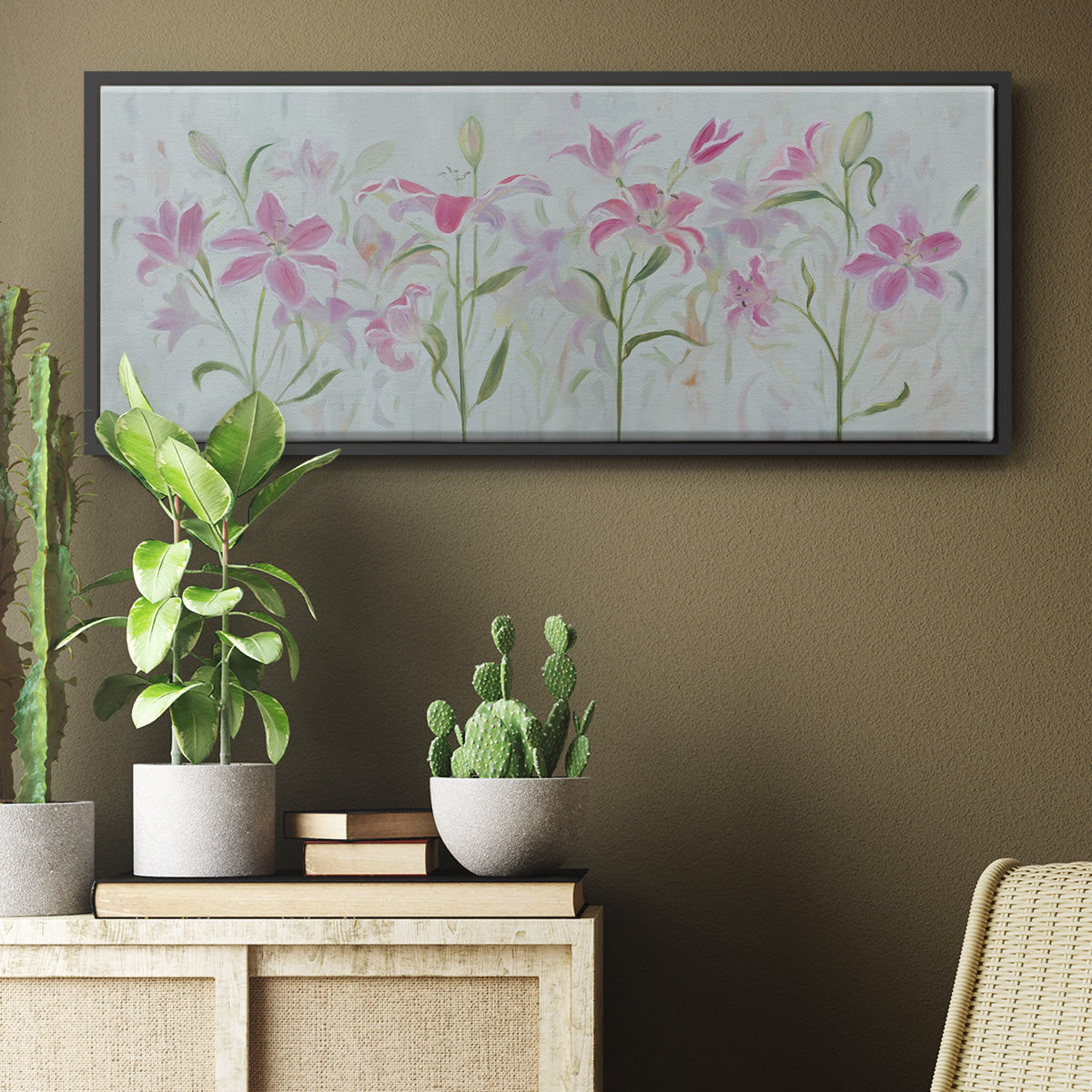 Dancing Pink Trio III - Floater Framed Canvas Print