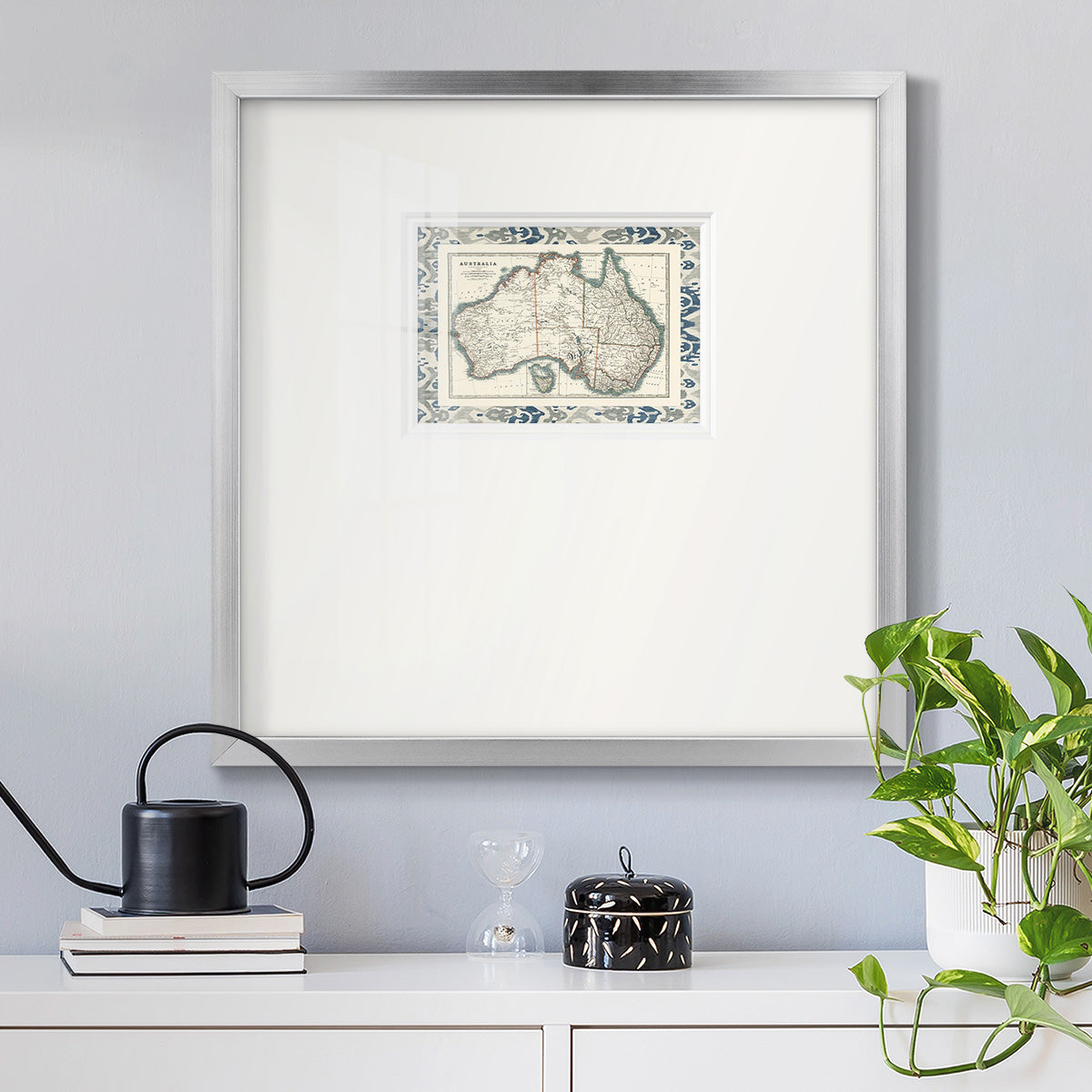 Bordered Map of Australia Premium Framed Print Double Matboard