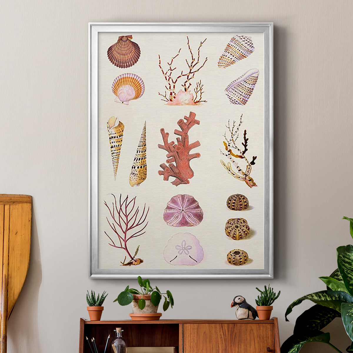 Coral & Shell Collage II -  Framed Canvas Print