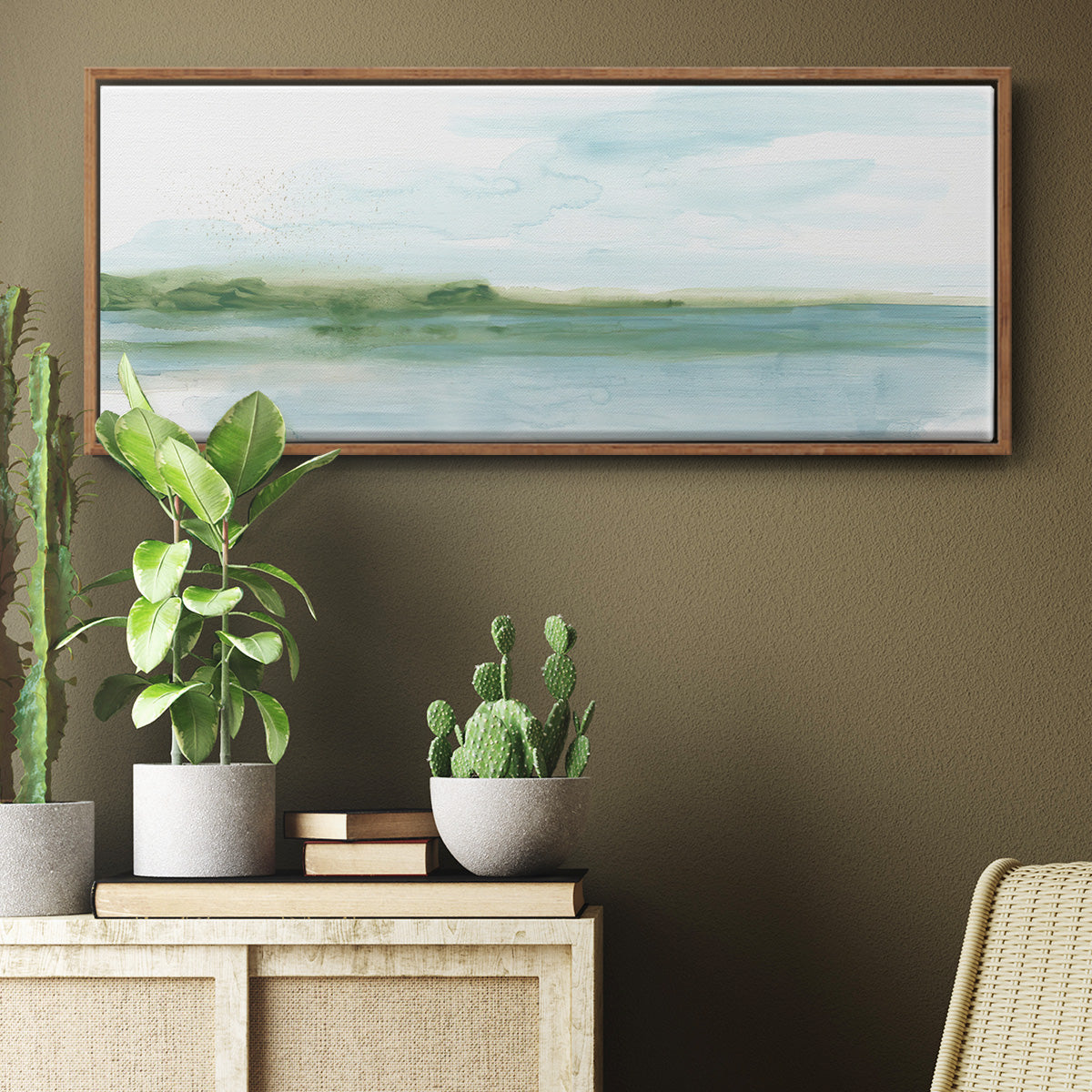 Green Ribbon Coast II - Floater Framed Canvas Print