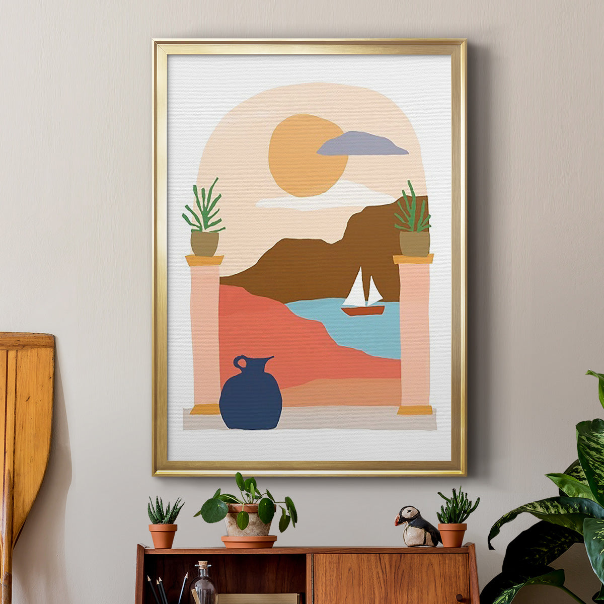 Paper Scene III - Modern Framed Canvas Print
