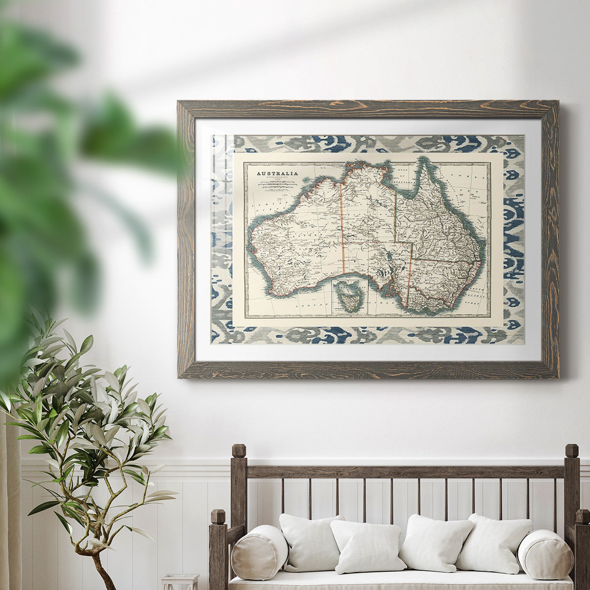 Bordered Map of Australia-Premium Framed Print - Ready to Hang